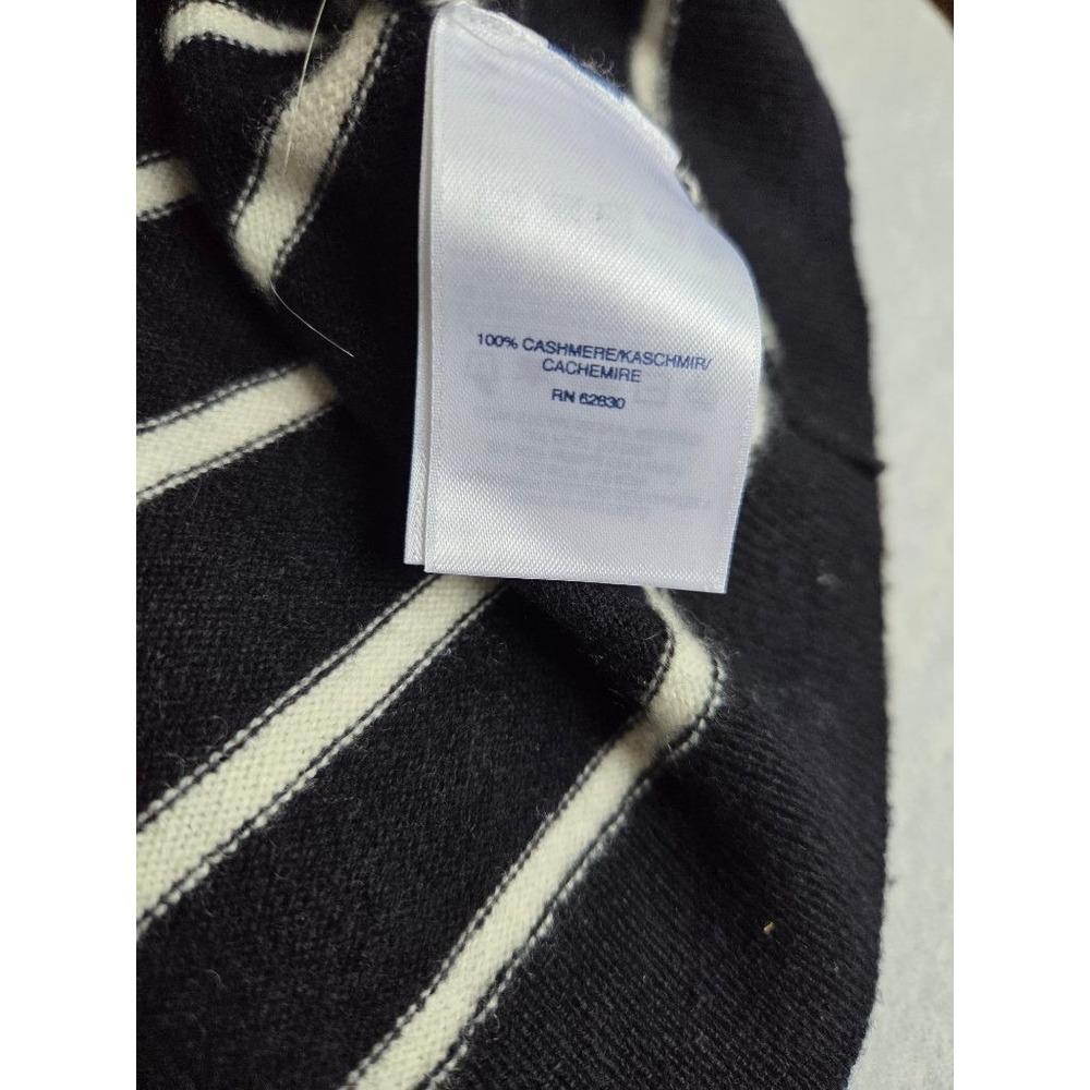 Lands' End 100% Cashmere Sweater Womens 1X Striped Faux Wrap Old Money Nautical - Picture 7 of 10